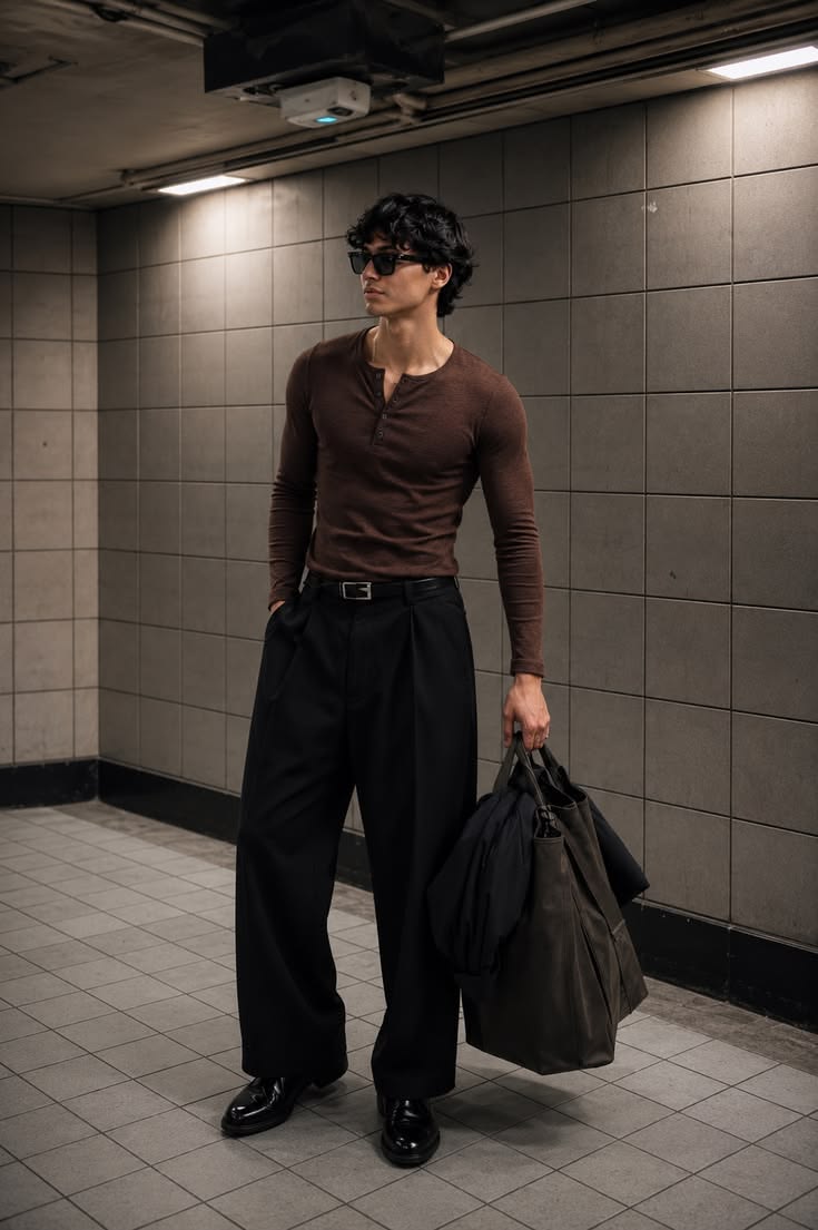 HENLEY SHIRT BROWN